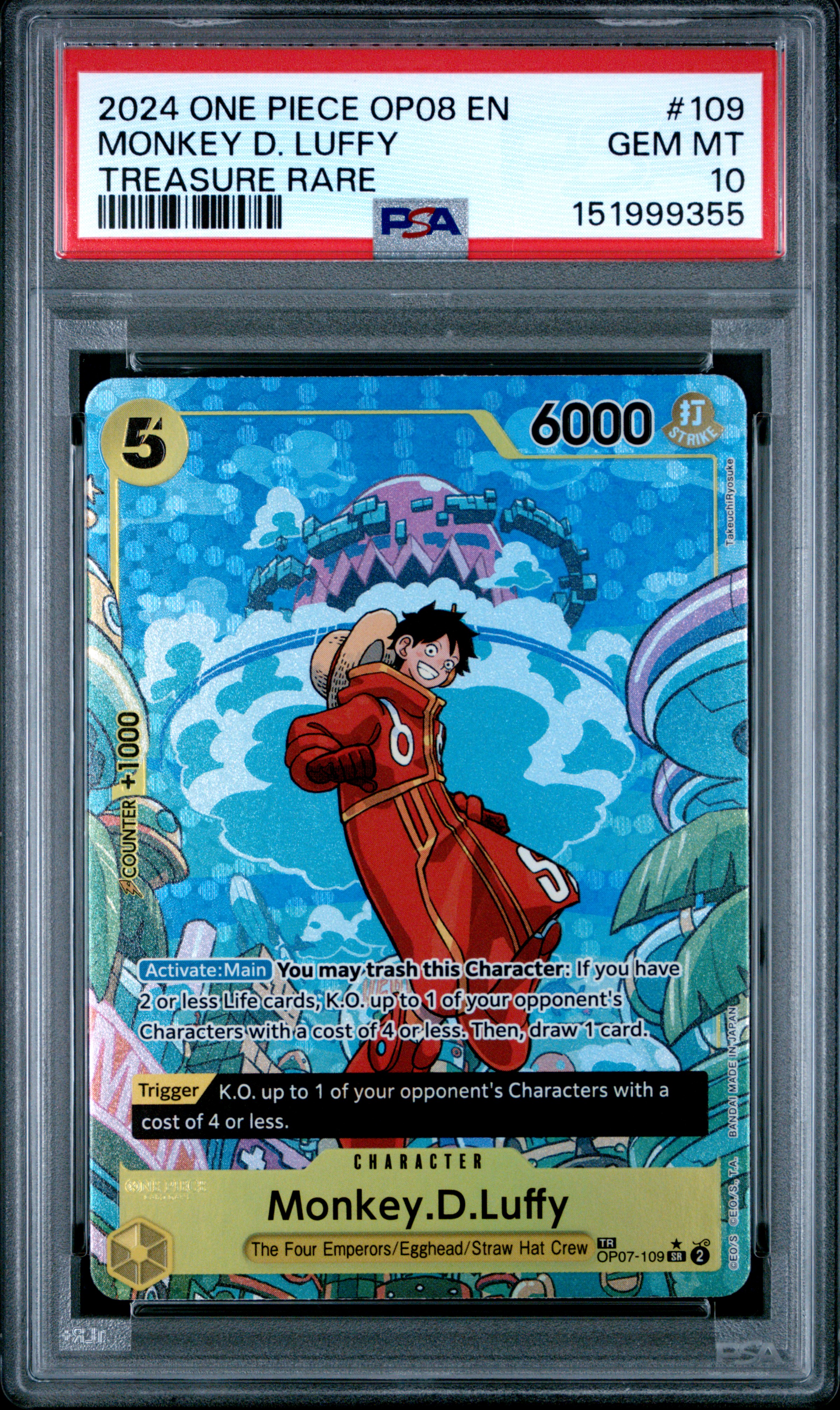 2024 ONE PIECE OP08-TWO LEGENDS MONKEY D. LUFFY TREASURE RARE — front