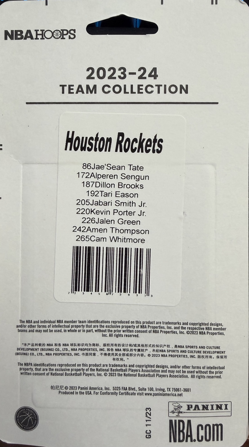 HOUSTON ROCKETS TEAM COLLECTION — back